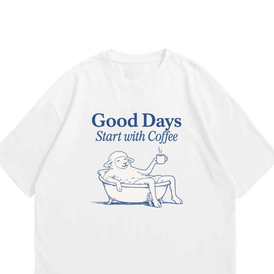 （Good Days Start With Coffee） Oversized Tee