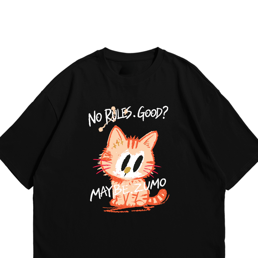 Graffiti Cat Graphic Oversized Tee